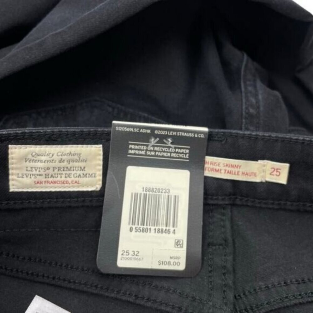 Levi's 721 High Rise Skinny Jean Size 25 Long Shot - Black - Picture 3 of 8